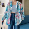 Blouses pour femmes chemises KOSAHIKI 2021 Tie Dye lâche décontracté haut pour femme col rabattu à manches longues femme Blouse Ins rétro surdimensionné Blusas