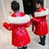 Fur Collar Long Hooded Parka 2021 Girls' Winter Jacket Bright Color Cotton Coat Girl Children's wear TZ873 H0909