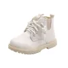 Autumn Winter Children Boots Boys Girls Martin Toddler Fashion Leather Shoes Windproof Soft Bottom Kids Snow 211227