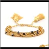 Strands JewelryGo2boho Pulseira de olho turco para mulheres Pulseiras malignas presente boho tassel jóias pulseras de jóias feitas à mão