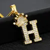 Pendant Necklaces Crystal Zircon Alphabet For Women Men Crown Initial Letter Necklace Goth Chain Vintage Jewelry Collier Bijoux