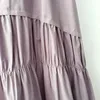 Tigena coton jupe plissée femmes mode été décontracté solide une ligne taille haute midi longue femme noir blanc violet 210629