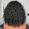 Korta kinky curly bob spets främre mänskliga hår peruk för kvinnor glueless 13x4 syntetiska frontala stängning peruker med bangs2281355