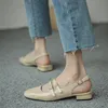 Sandaler Eoeodoit Summer Square Toe Double Buckle Pumps Skor Kvinnor Låg Chunky Heels Mary Janes Sandal