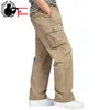 Herrenhosen großer Größe großer 4xl 5xl 6xl plus Sommer Männer elastische Taille Multi -Tasche Langes Baggy Straight Cargo Jogger Hosen männlich 210715