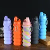 500ML Silicone Folding Water Bottle Camouflage Telescopic Tumbler Portable Sports Hiking Camping Drinkware Equipments