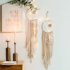 Lune étoile macramé tenture murale Boho chambre décor enfants filles décoration de la maison avec lumière LED cadeaux goutte 210609