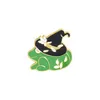 Groene email kikker met hoedbroches pinnen schattig dierenbroche reversbadge voor vrouwen kinderen mode sieraden wil en zandig