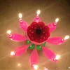 Candela musicale romantica Fiore di loto Luci d'arte di buon compleanno per la decorazione di torte fai da te Regalo per bambini Festa di nozze