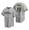 야구 유니폼 22 Christian Yelich 19 Robin Yount 6 Lorenzo Cain 남자 여자 청소년 크기 S-4XL Custom Jersey 2021