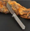 Cuchillo plegable Flipper de alta calidad 3Cr13Mov Recubierto de titanio / Satin Tanto Point Blade Mango de acero EDC Navajas de bolsillo