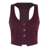 Women's Vests Women Autumn Spring V-Neck Button Down Fitted Racer Back Classic Vest Waistcoat Lady Office Wear Short Shirts Stra22