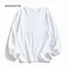 MOINWATER Women O-neck Long Sleeve T shirts Lady White Cotton Tops Female Soft Casual Tee's Black T-shirt MLT1901 210722