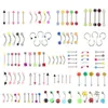 110 PCS Body Jewelry Piercing Eyebrow Navel Belly Tongue Lip Bar Ring G2AF