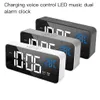 LED Digital Music Väckarklocka 2 Larm Voice Control Clock Snooze Temperatur Display Despertador Elektroniska stationära klockor