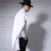 남자 캐주얼 셔츠 남자 힙합 긴 소매 셔츠 케이프 망 한국식 패션 망토 검은 흰색 고트 펑크 블라우스