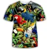 Parrot T Shirt Uomo Flower Tshirt Hip Hop Tee brid T-shirt con stampa 3d Cool Uomo donna Abbigliamento Casual Top felpa camicia 7XL 210324