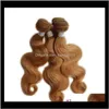 Bundles de tissage de cheveux de vague de corps de cheveux vierges brésiliens non transformés Extensions de cheveux humains de vague de corps brésilienne vierge rouge brun blond Rgx3P Njx4C