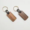 Personlig Läder Keychain Pendant Beech Wood Carving Nyckelringar Bagage Dekoration Key Ring DIY Fars daggåva