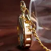 Vintage Halsband Steampunk Skelett Mekanisk FOB Pocket Watch Klocka Hänge Handlindande Män Kvällskedje