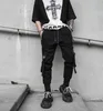 Men's Plus Size Pants Black Cargo Hip Hop Joggers Men Loose Harem Jogger Multi-pocket Ribbon Trousers Casual Streetwear Sport Pant For Mens