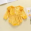 Herfst winter kleding baby fluwelen rompertjes snoep kleur vliegende mouw jumpsuits bodysuit m3897