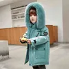 OLEKID Winter Down Jacket For Boys Real Raccoon Fur Thick Warm Baby Outerwear Coat 2-12 Years Kids Teenage Parka 211203