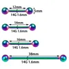 Acier inoxydable industriel haltère longue oreille goujon langue Piercing mamelon anneau barre Tragus Cartilage hélice femmes corps bijoux