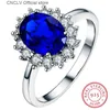 Luxury Female Natural Blue Sapphire Stone Ring Real Solid 925 Sterling Silver Wedding Rings For Women Big Oval Engagement8334327