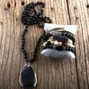 Modna biżuteria Boho Zestaw częściowo szlachetny Kamień Naturalny Kamienie Druzy Charm Wisiant Naszyjnik Bransoletka 9121570