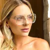 Moda Grande Armação Quadrada Anti-azul Óculos Feminino Designer de Marca Óculos Ópticos Transparentes Óculos Óculos Femininos Armações de Óculos de Sol