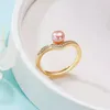 Venta caliente anillo de aleación de cobre 6-7-8mm blanco púrpura perla de agua dulce plana círculo ajustable estilo de combinación 4 piezas / lote