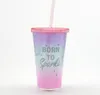 15.2OZ milk coffee straw mug, English gradient ice sequins, colorful cups, various styles, support custom logo