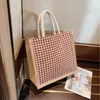 Lyxig designer shoppingväska tote stor kapacitet kvinnor axelväska mode houndstooth mönster handväska högkvalitativa kanfas damer handväskor plånbok