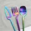 24Pcs Matte Colorful Cutlery Set 1810 Stainless Steel Dinnerware Flatware Knife Fork Tea Spoon Dinner Silverware Home Kitchen Tab7777902