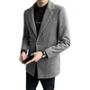 Haute Qualité Mens Laine Trench Coat Veste Hiver Long Slim Coupe-Vent Hommes Casual Trench Coat Outwear Steetwear Erkekler Ceket 210527