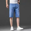 Men Denim Shorts Summer Style Thin Section Elastic Force Slim Fit Short Jeans Male Brand Clothing Blue 210629