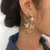Luxury Gold Sparkling Zircon Crystal Butterfly Dangle Hoop Earrings For Women 2022 New Charming Earrings Wedding Jewelry
