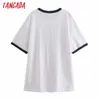 Tangada Dames Stijlvolle Print T-shirt Korte Mouw O Neck Tees Dames Zomer Streetwear Chic Tops Camisetas 2R38 210609