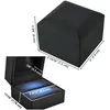 Smycken Boxar Ringbox med LED Light för engagemang Bröllops Windows Visa gåvor Svart F1214 US Stock Snabb leverans
