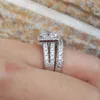 she 2 Pcs Wedding Ring Set Classic Jewelry 2.8 Ct Princess Cut AAAAA CZ 925 Anelli di fidanzamento in argento sterling per le donne JR4887 211014