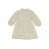 Stil für Herbst und Winter Mädchenkleid Ausgehöhltes langärmliges Strickwollkleid für Kinder 210515