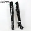Sorbern 15Cm Over The Knee Boots Women Pole Dance Stripper Heels Ankle Straps Open Back Custom Colors Boot Desgined By Customer