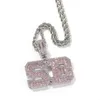 Collana della lettera di modo unisex Collana placcata in oro bianco Bling Pink CZ Nome personalizzato Nome Lettere Collana per le donne Uomo con catena di corda libera da 24 pollici