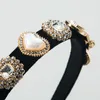 Elegant Luxury Bling Heart Pearl Rhinestone Headband Crystal Star Diamond Hairband Velvet Fabric Women Hair Accessories