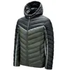 Homme Épissage Vers Le Bas Manteaux Tendance De La Mode Chaud Stripe Coupe-Vent Col Montant À Capuche Puffer Veste En Gros Designer Hiver Casual Puff Vestes