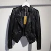 women leather jacket short stand collar