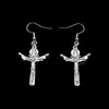 Boucles d'oreilles en forme de croix de jésus, faites à la main, 34x24mm, crochet d'oreille en acier inoxydable, rétro, petit objet, bijoux, conception Simple, cadeaux pour femmes et filles, nouvelle mode