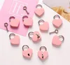 Valentine's Pink Metal Heart Shaped Padlock Mini Lock with Key for handbag, small luggage, tiny craft diary box RRE11960