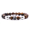 Beaded Strands Energy Tiger Eye Micro-inlaid Zircon Crown Bracelet Hematite Septum Beads Natural Lava Stone Fawn22